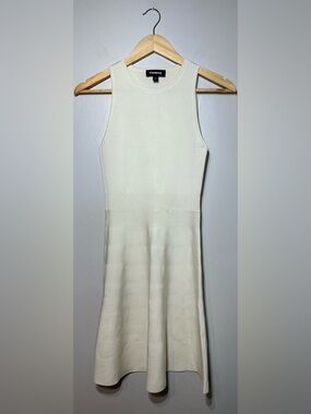 Express Women's Cream Sleeveless Knit stretch Dress Size Small #chic #midi